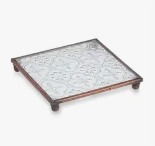 Copper & Glass Pillar Plate - Set of 4
