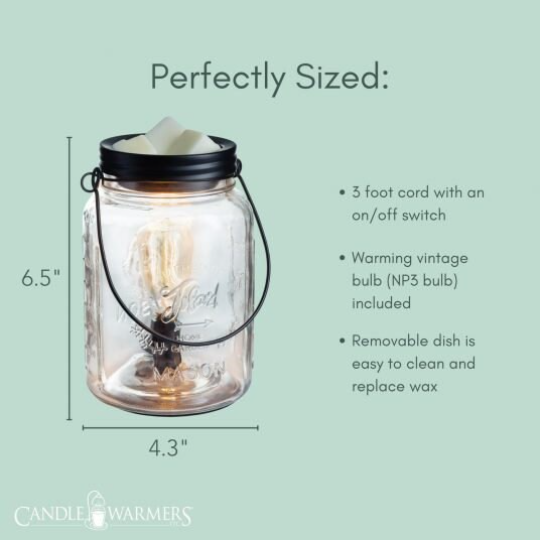 Glass Mason Jar Vintage Bulb Illumination Fragrance Warmer