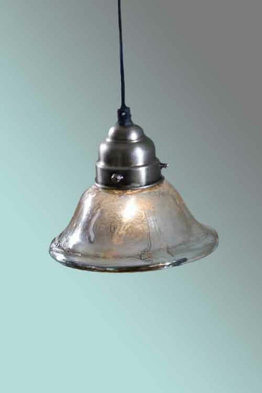 Vintage Industrial Antiqued Mercury Glass Bell Pendant Light