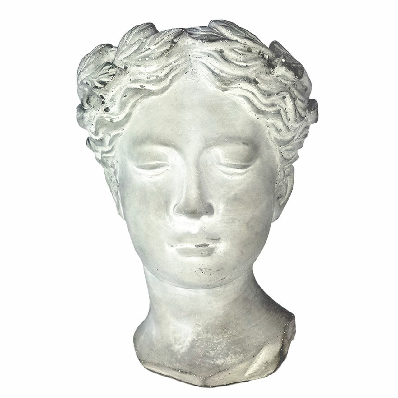 Lady Head Planter Statue Garden Cement Concrete Antiqued Art