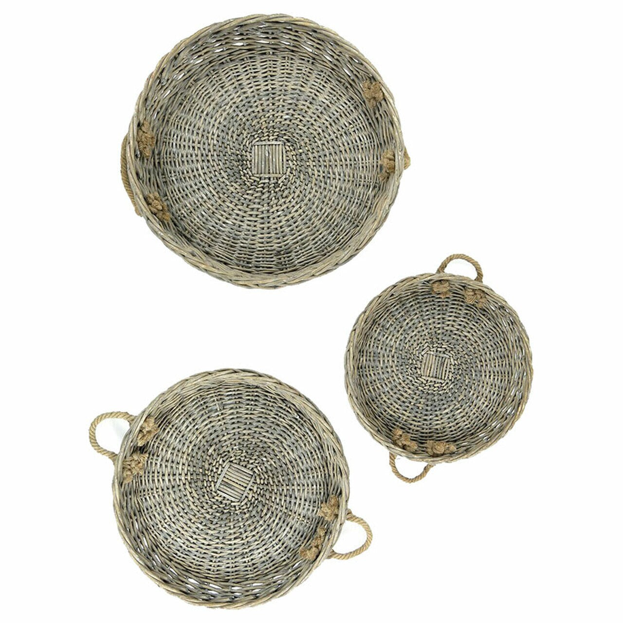 Set of 3 XLarge Round Willow Serving Trays