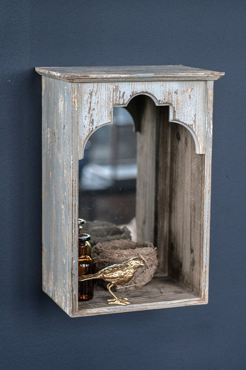 Wooden Wall Niche with Mirror
