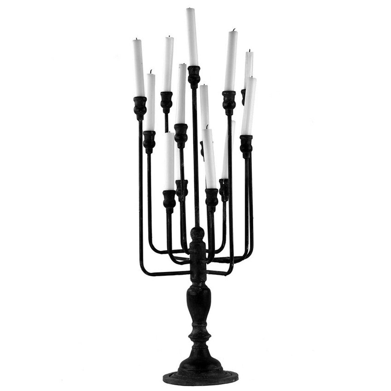 Black Iron Candelabra - Fall Autumn Decor - Rustic Antique Rust Tabletop Candelabra