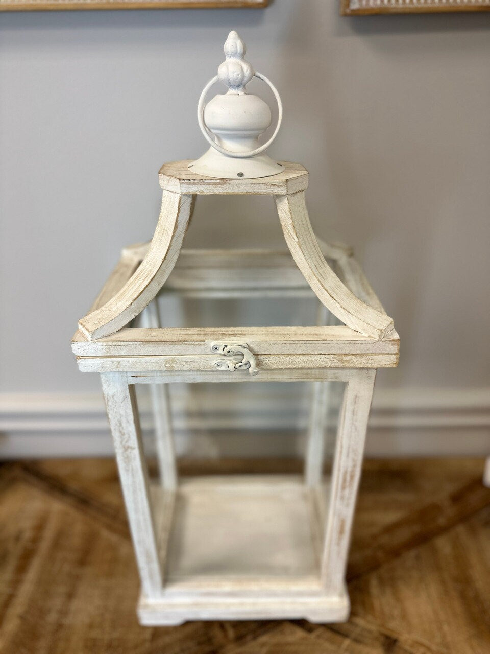 White Square Wooden Lantern