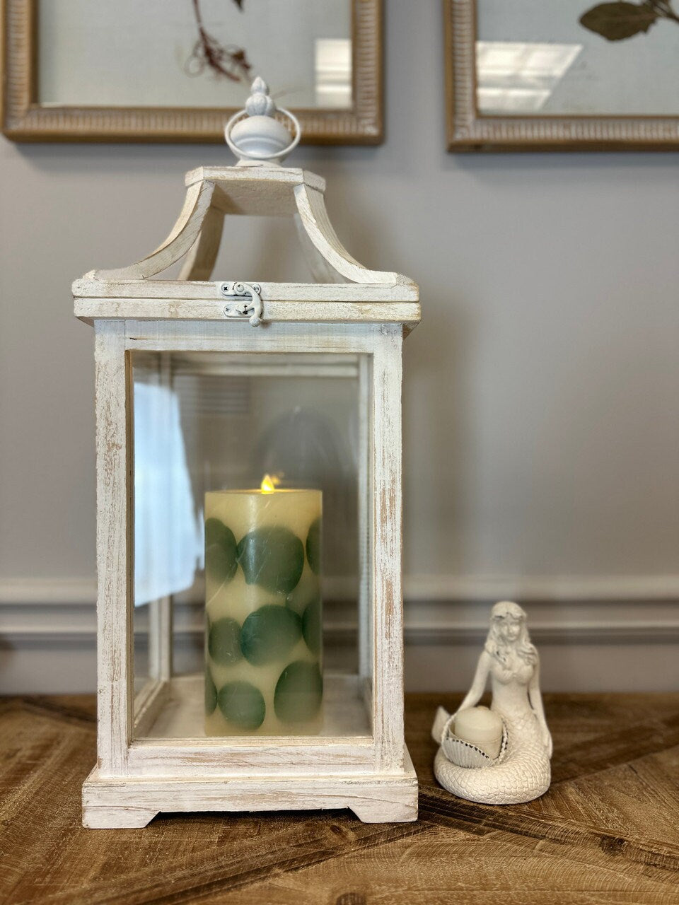 White Square Wooden Lantern