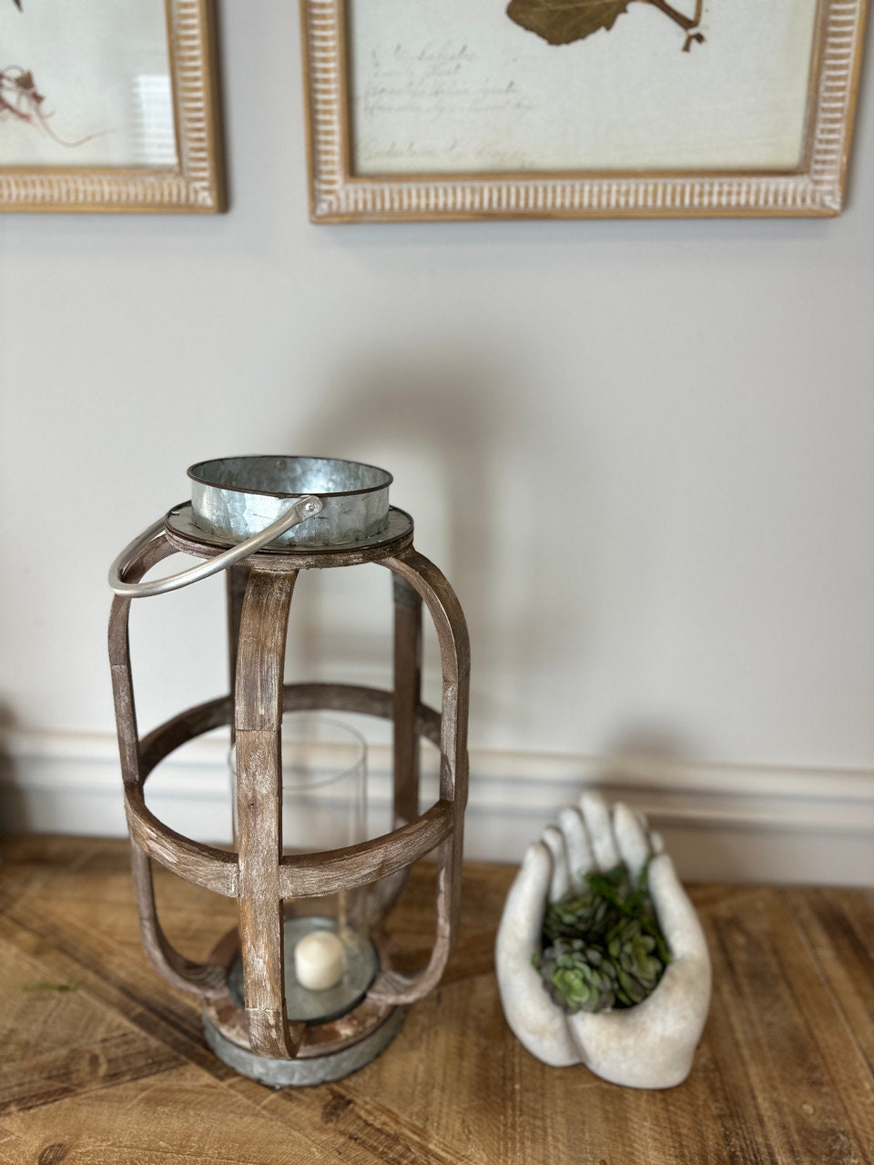 Wood lantern With Metal