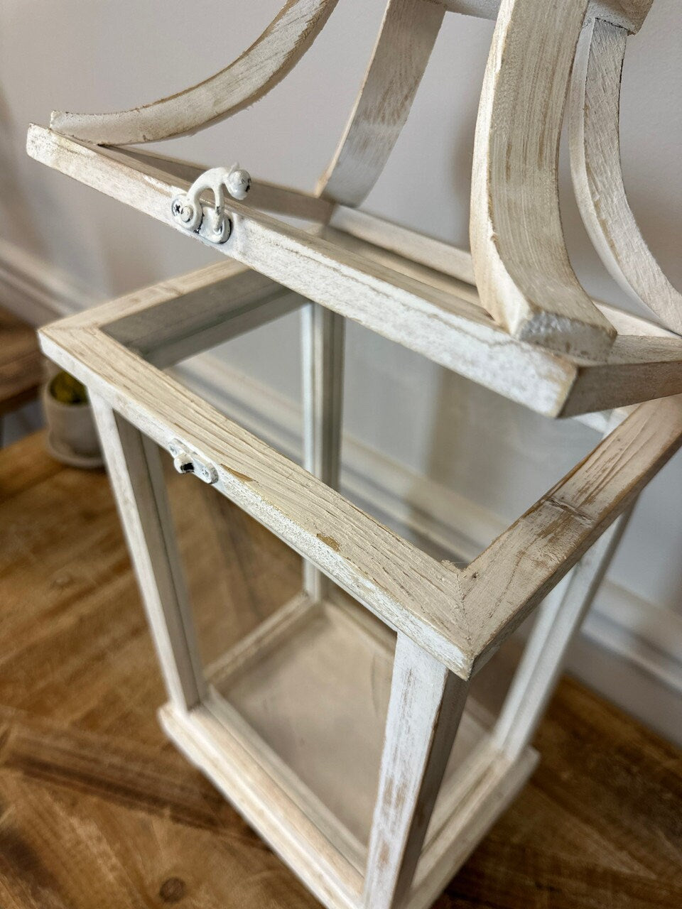 White Square Wooden Lantern