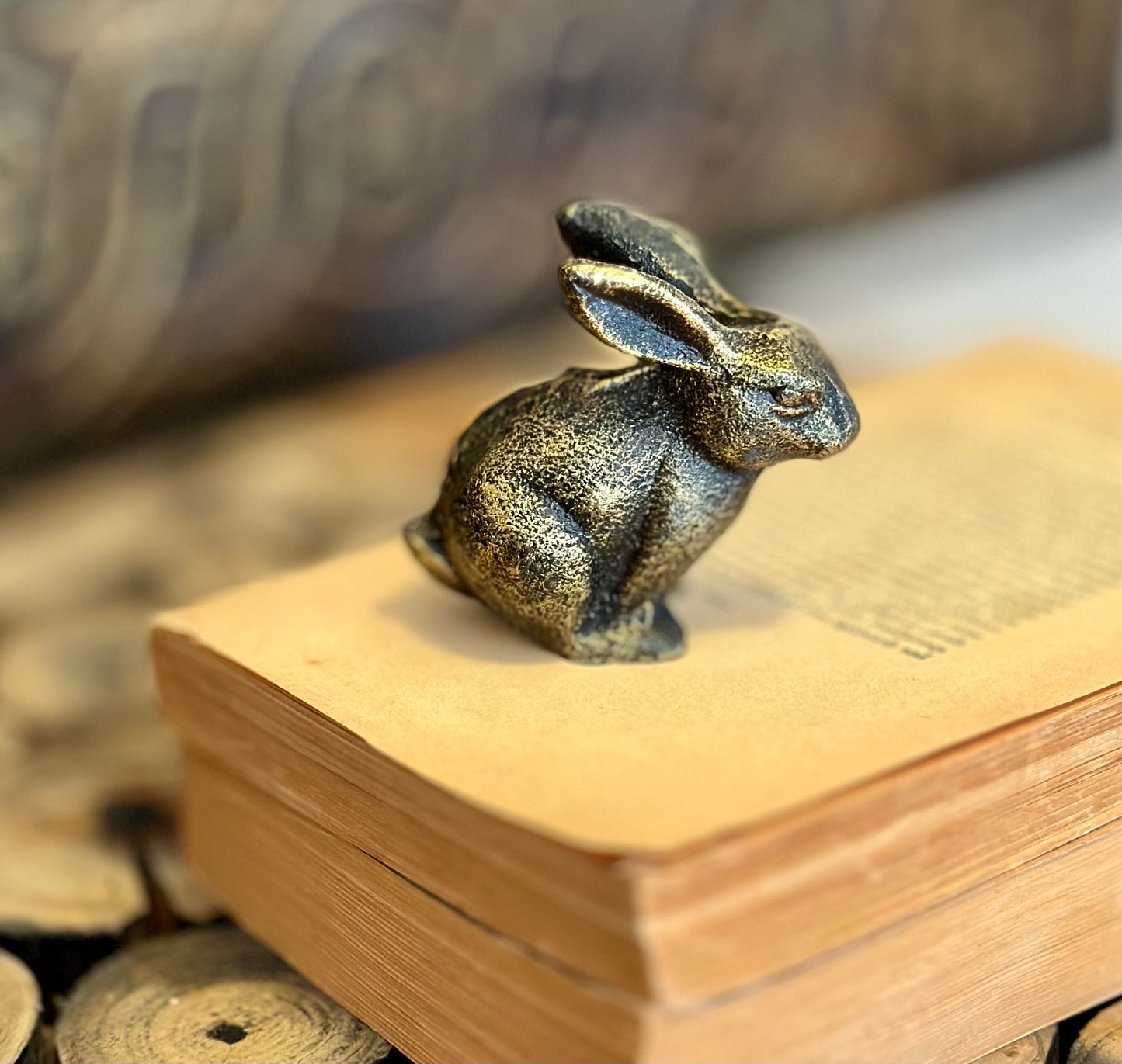 Antique Brass Gold Small Cast Iron Rabbit