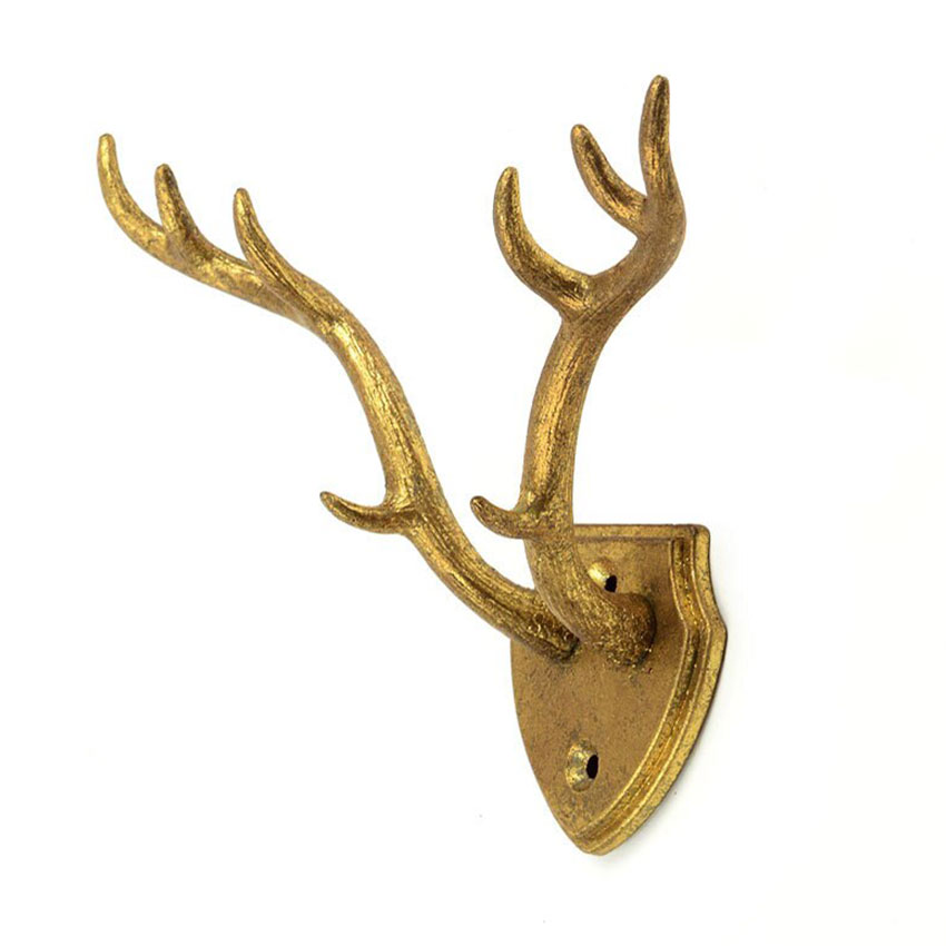 Cast Iron Gold Leaf/Dark Meta Pewter Antler Hook Antler Hook