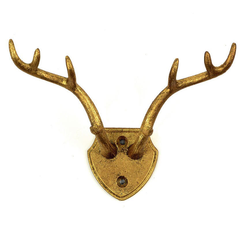 Cast Iron Gold Leaf/Dark Meta Pewter Antler Hook Antler Hook