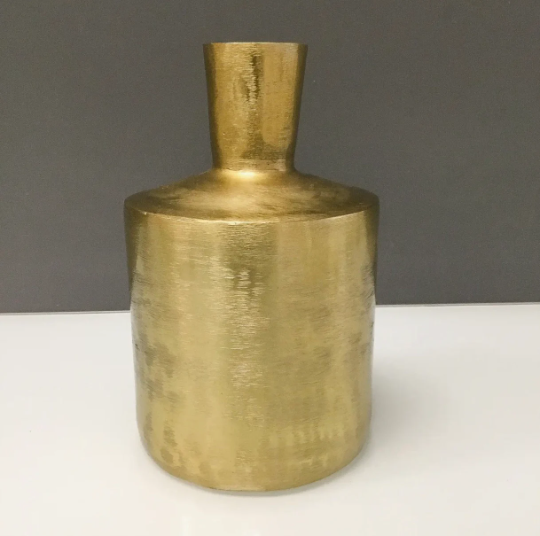 Small Round Gold Etched Flower Vase