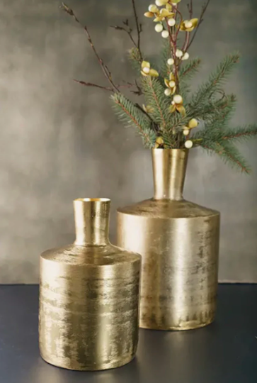 Small Round Gold Etched Flower Vase