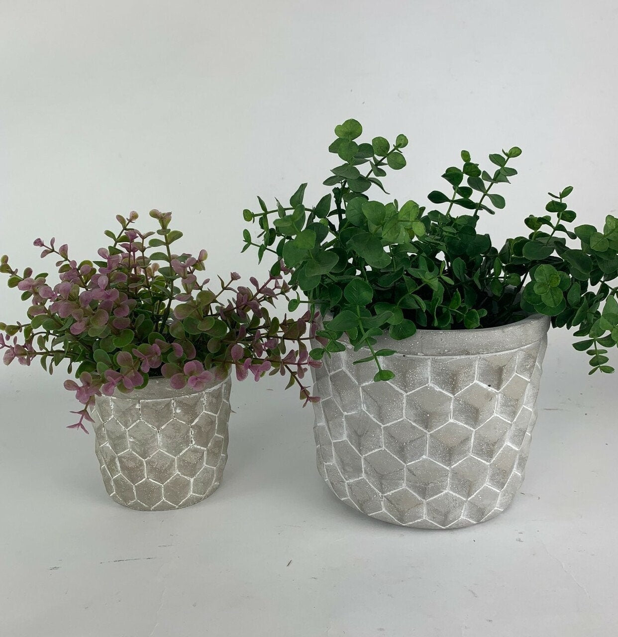 Dark Gray Wash Geometric Cement Aboriginal Design Planter