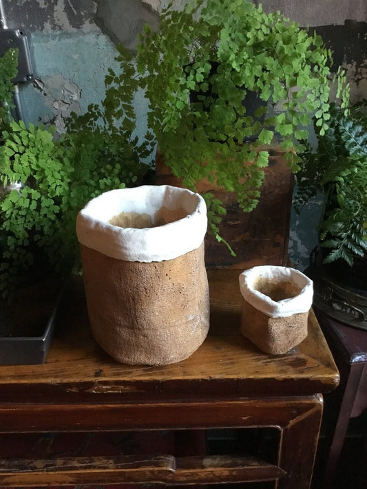 Large Cement Bag with Mock Fold Planter/Kitchen Storage