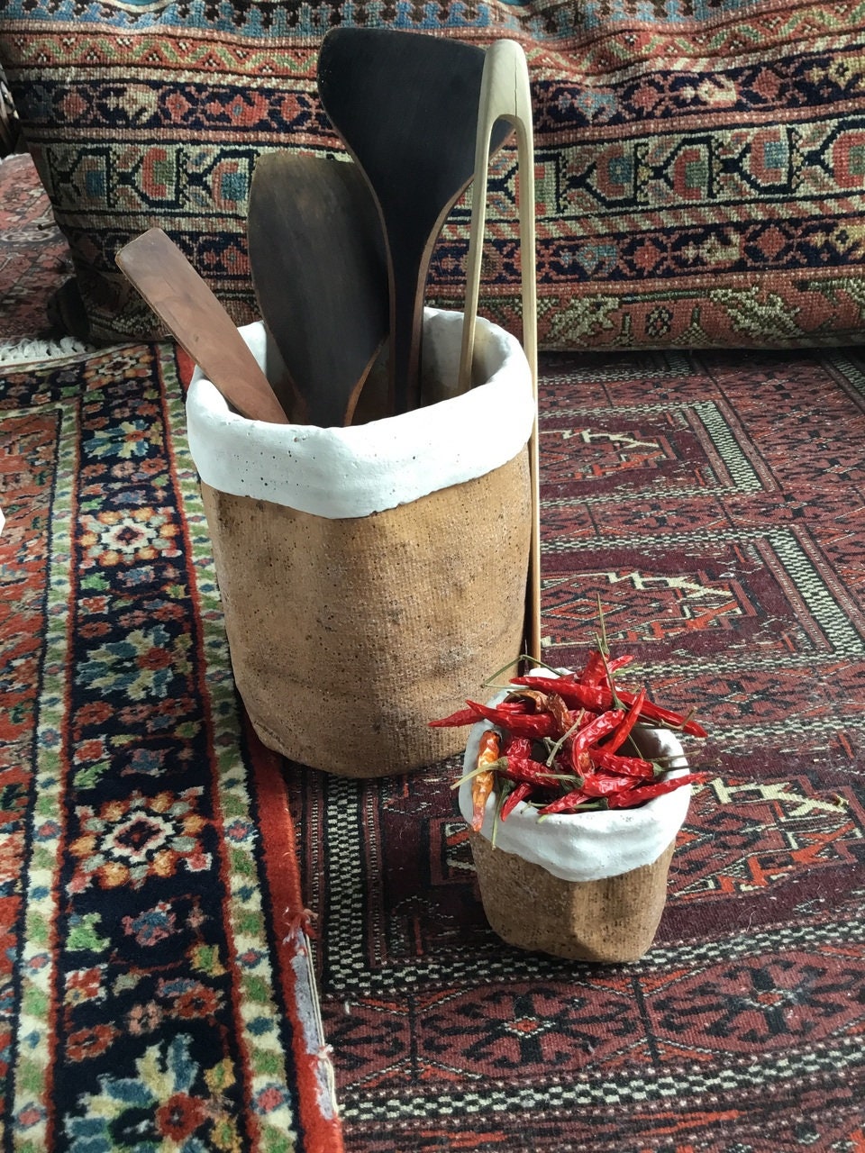 Large Cement Bag with Mock Fold Planter/Kitchen Storage