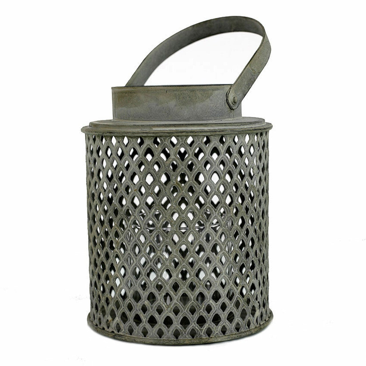 Round Filigree Perforated Metal Lantern Candle Holder