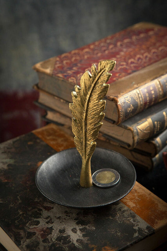 Feather Jewelry/Coin Holder Jewelry/Coin Holder-Golden Holder Home Décor-Vintage