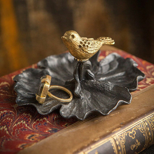 Pewter Bird Jewelry/Coin Tray Jewelry/Coin Holder-Golden Holder Home Décor-Vintage