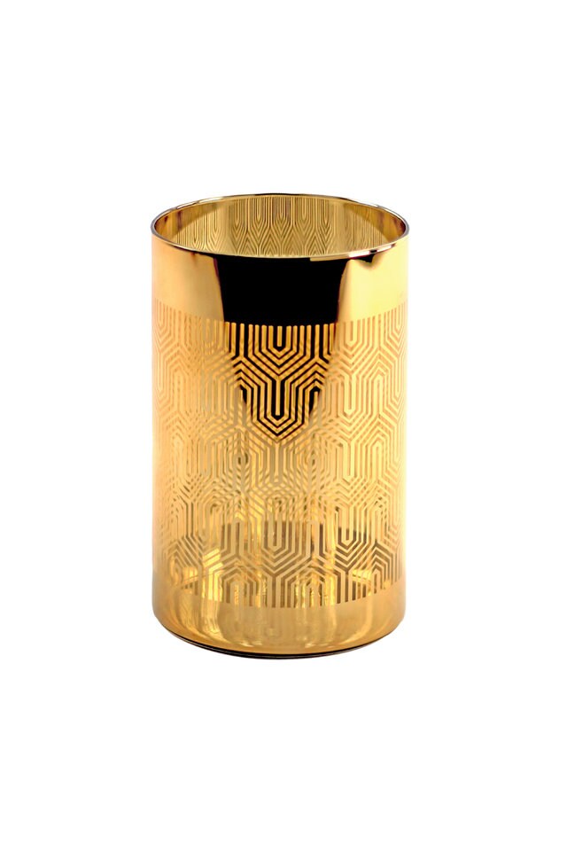 Metallic Gold & Silver Glass Candle Holder Large