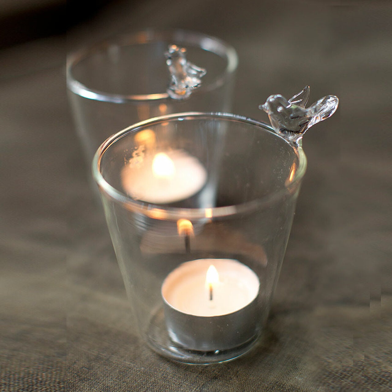 Hand-Blown Glass Vase with Bird Accent