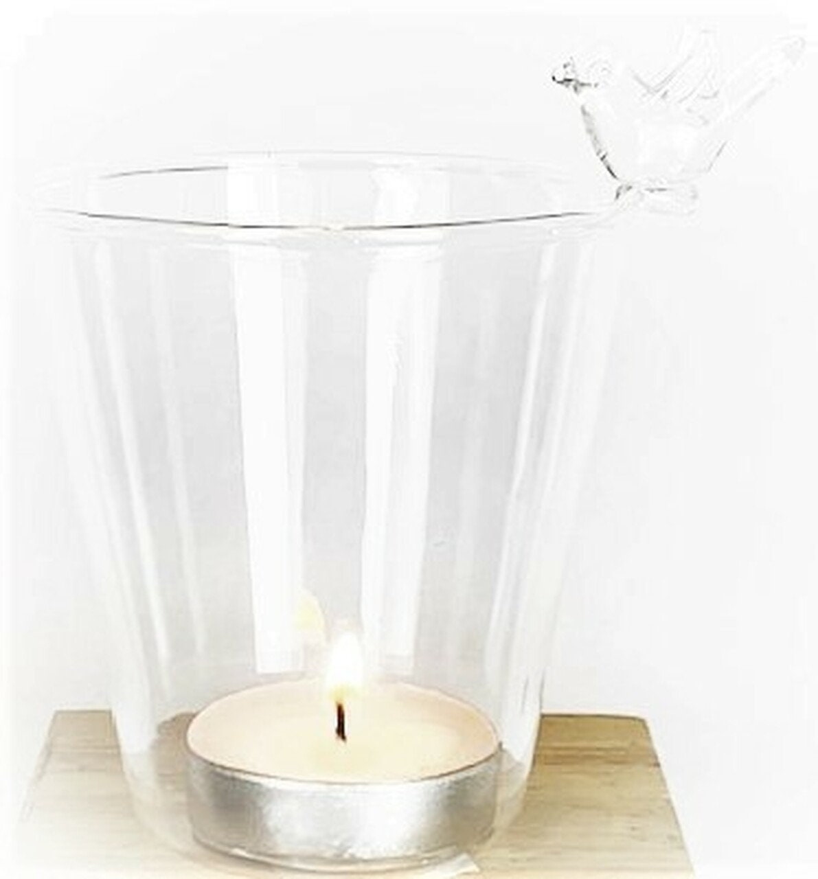 Hand-Blown Glass Vase with Bird Accent
