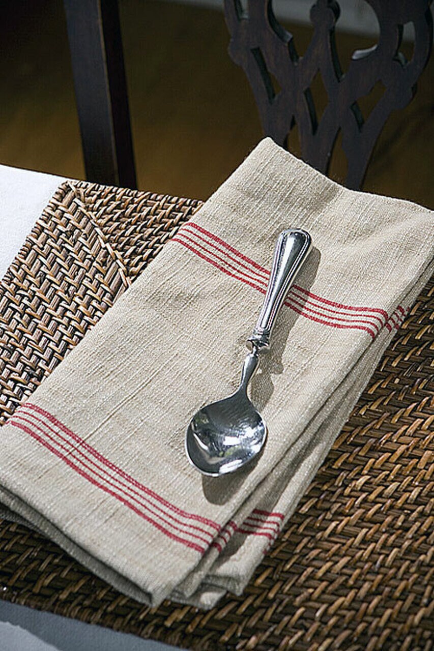 Vintage Linen Red Striped Napkin Set of 2