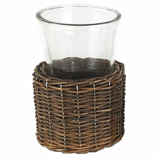 Glass Vase with Wicker Base