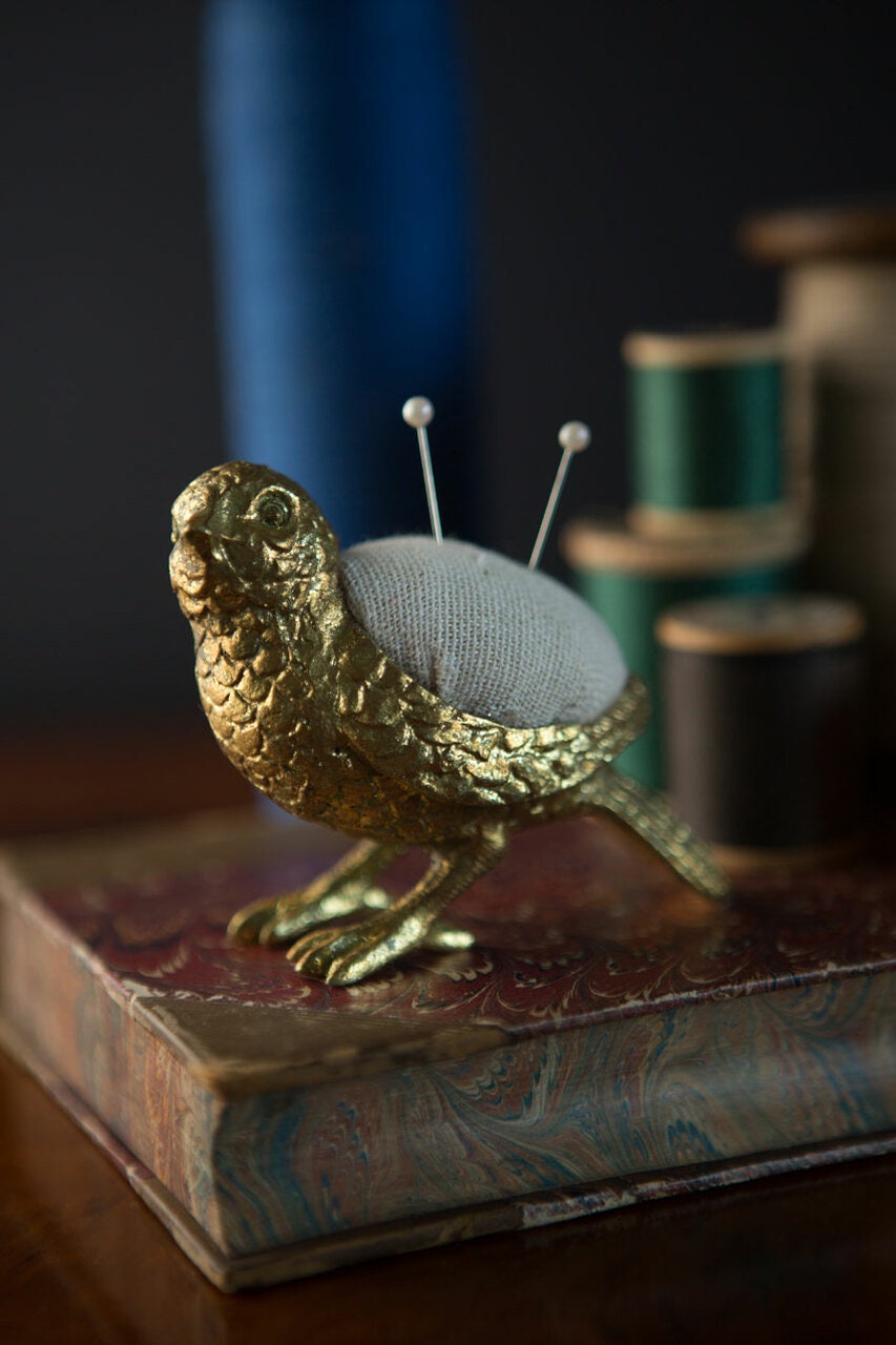 Bird Needle Holder in Gold Finish