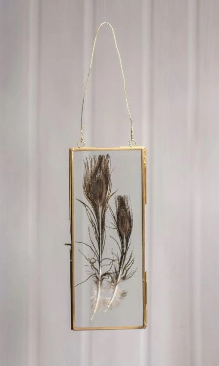 Brass Frame With Hanging Loops Includes feathers picked at random