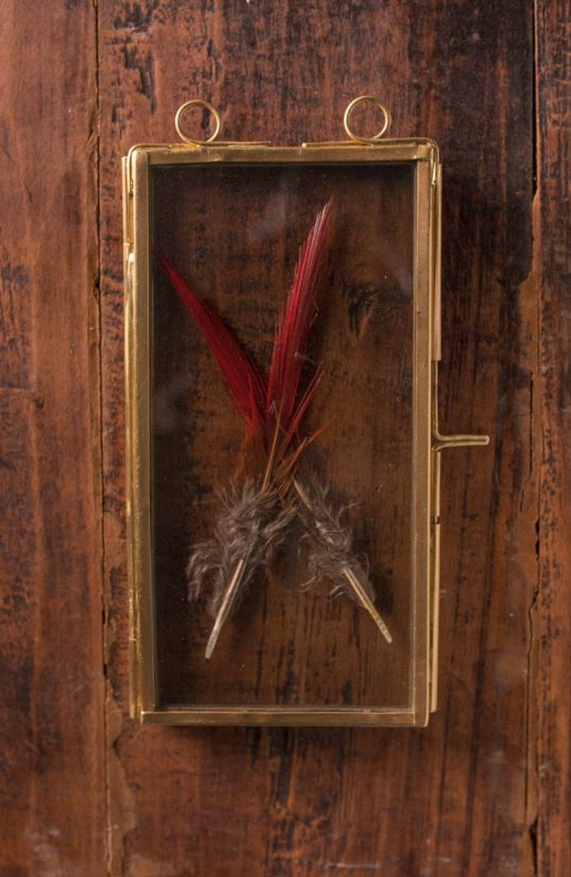 Brass Frame With Hanging Loops Includes feathers picked at random