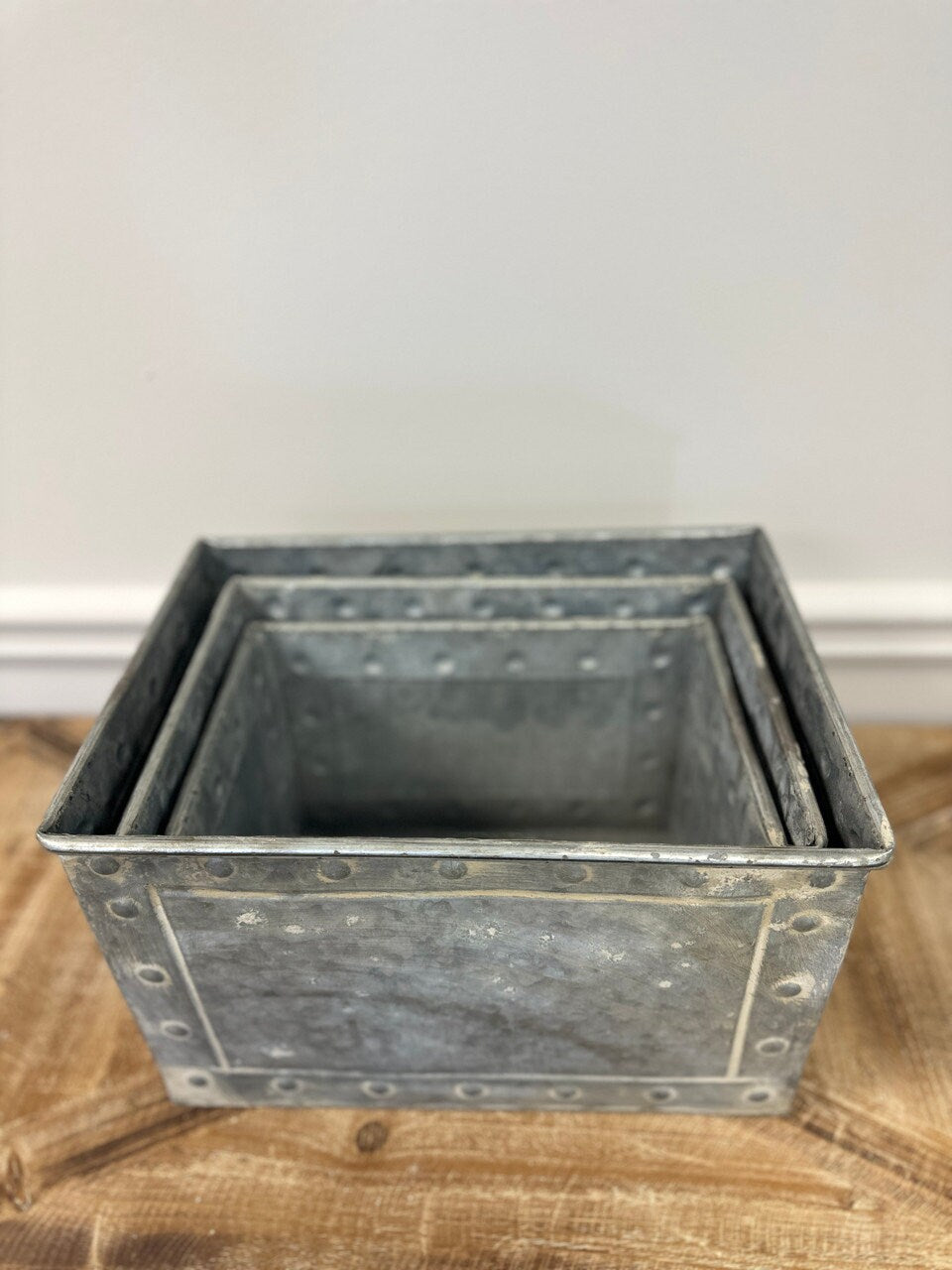 Zinc Rectangle Planters - Set of 3